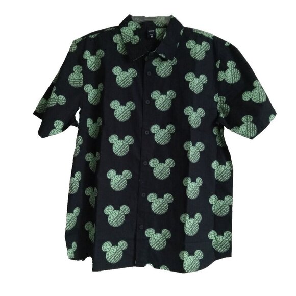 NWT Disney Men's Camp Shirt Mickey Mouse Ears Button Short Sleeve Size M - Picture 1 of 4